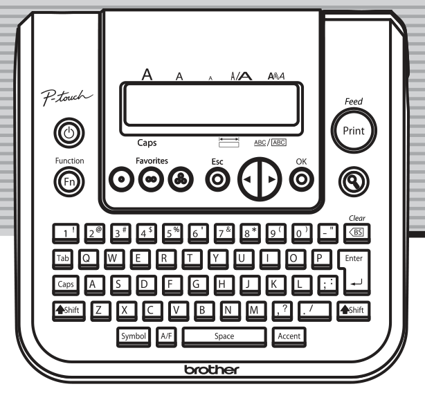 Brother P-touch PT-1280 small desktop label maker, shown as a front-panel line illustration from the official U.S. guide