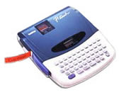 Brother P-touch PT-1700 desktop label maker with a dark blue body, display and white QWERTY keyboard