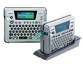 Brother P-touch PT-18RKT rechargeable label maker with its charging cradle, in a small exact-model support thumbnail