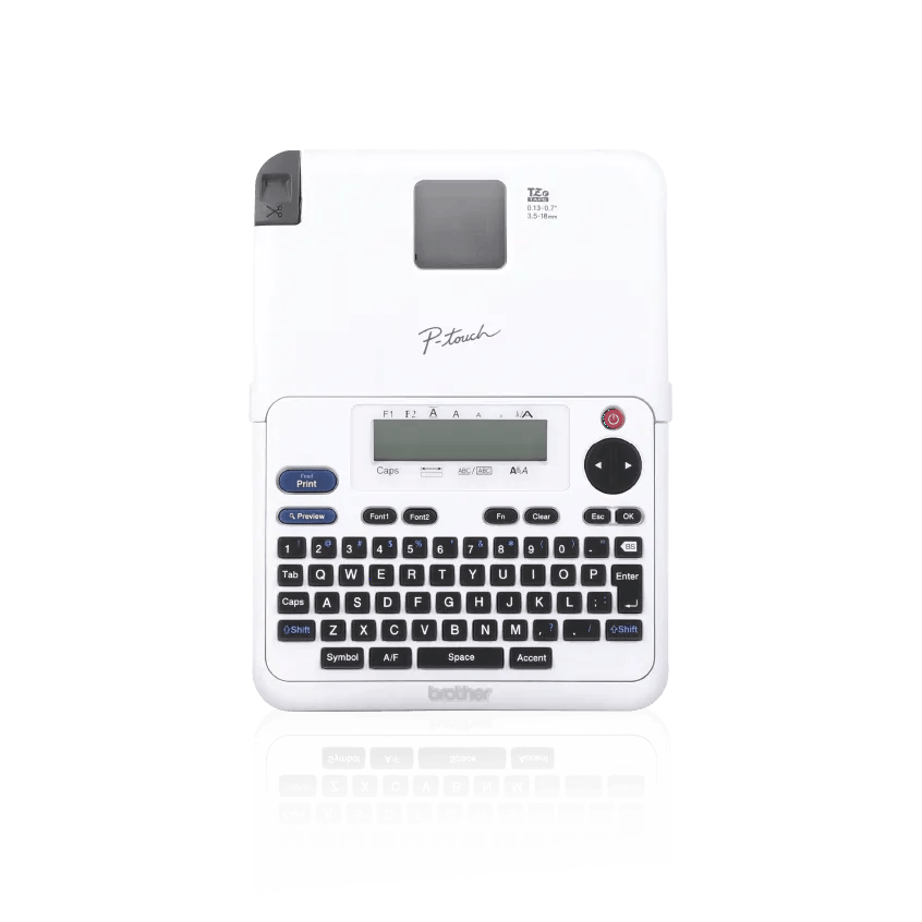 Brother P-touch PT-2040SC white keyboard label maker with one-line display and manual cutter