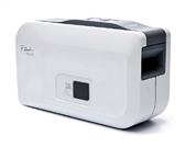 Brother P-touch PT-2430PC compact white-and-gray USB desktop label maker with dark tape exit
