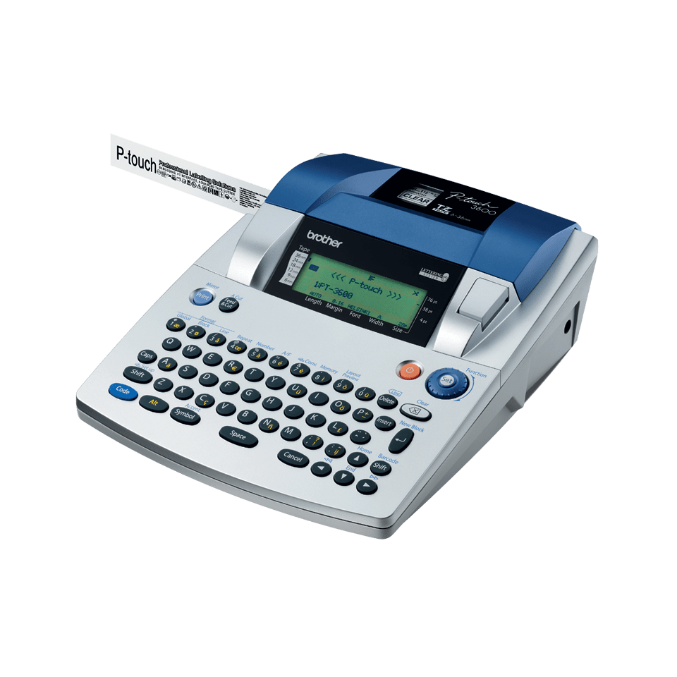 Brother P-touch PT-3600 desktop label maker with wide body, QWERTY keyboard and display
