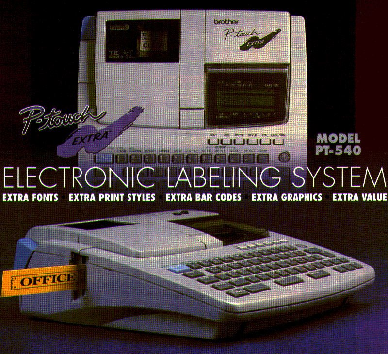 Brother P-touch PT-540 electronic labeling system with full keyboard, cropped from the manufacturer brochure