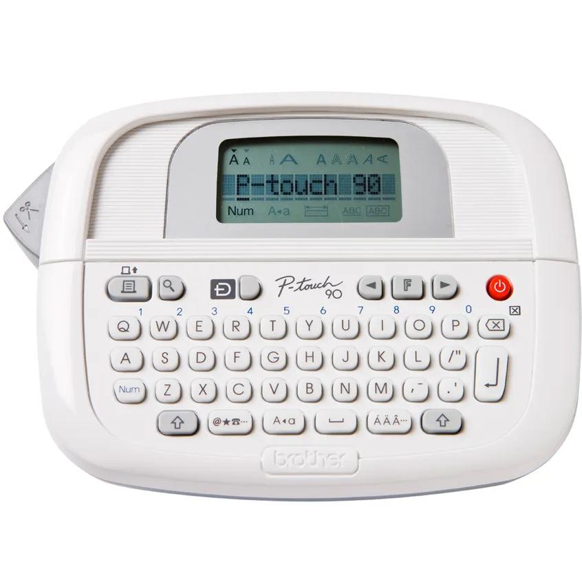 Tragbarer P-touch-Etikettendrucker Brother PT-90 mit QWERTY-Tastatur und LCD-Display
