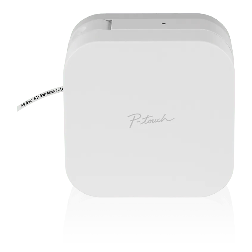 Brother P-touch CUBE PT-P300BT white Bluetooth label printer shown from the front