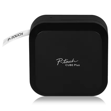 Brother P-touch CUBE Plus PT-P710BT black mobile-and-USB label printer shown from the front