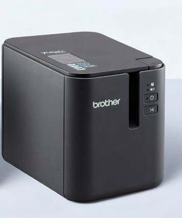 Brother P-touch PT-P900C wired desktop label printer cropped from the P-touch 900 Series datasheet; the visible front panel has two keys.