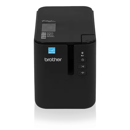 Brother P-touch PT-P900W family desktop printer front rendering with Wi-Fi button, used on Brother’s exact PT-P900WC product page.