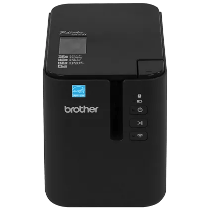 Brother P-touch PT-P950NW black desktop label printer front product rendering.